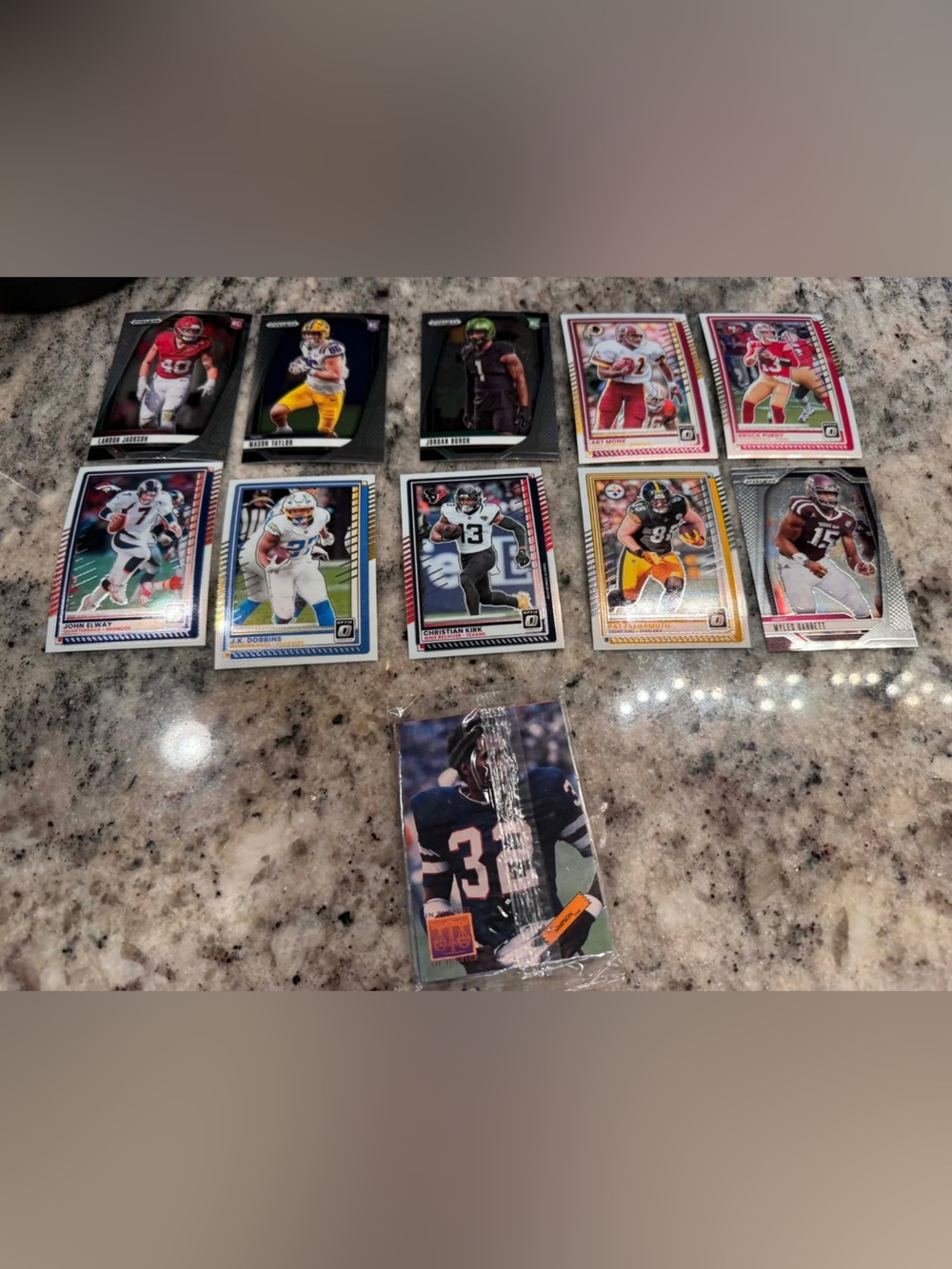 11pc assorted Football Trading Cards - Multi Color 10 cards plus 1 unopened pack